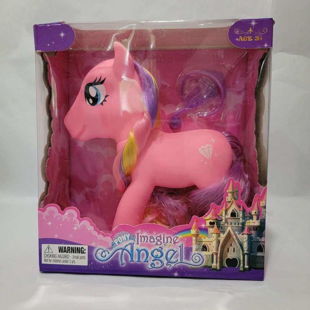Imagine Angel Pink Pony Toy with Rainbow Hair and Heart Brush New in Box